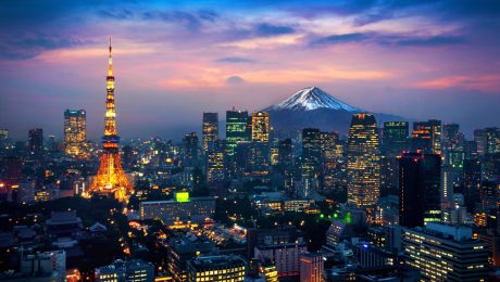 Aerial view of Tokyo cityscape with Fuji mountain in Japan. Tokyo şehir manzarası ve Fuji Dağı, Japonya
