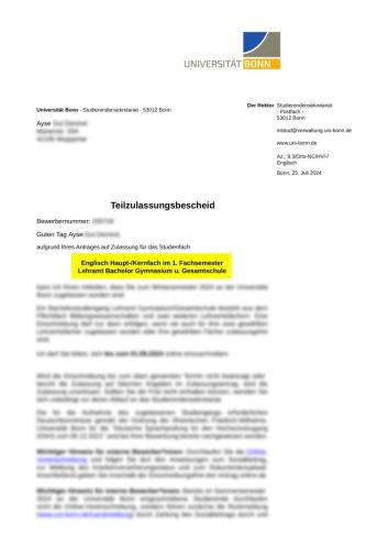 Bonn Üniversitesi İngilizce Öğretmenliği Lisans Programı Kabulü