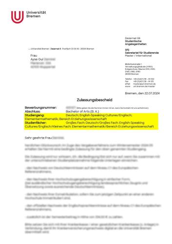 Bremen Universitesi English-Speaking Cultures Englisch Lisans Kabulü