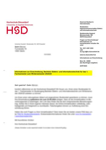Hochschule Düsseldorf University Elektro- und Informationstechnik Bachelor Selim