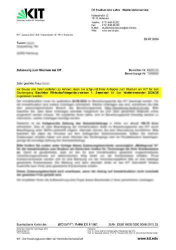 Karlsruher Institut für Technologie (KIT) Endüstri Mühendisliği Lisans Kabulü