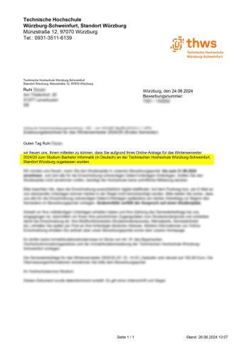 Technische Hochschule Würzburg-Schweinfurt Informatik Lisans Kabulü